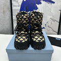 PRADA RE-NYLON GABARDINE APRÈS SKI BOOTIES BLACK AND BEIGE
