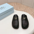 PRADA SABOTS MULES BLACK CALFSKIN