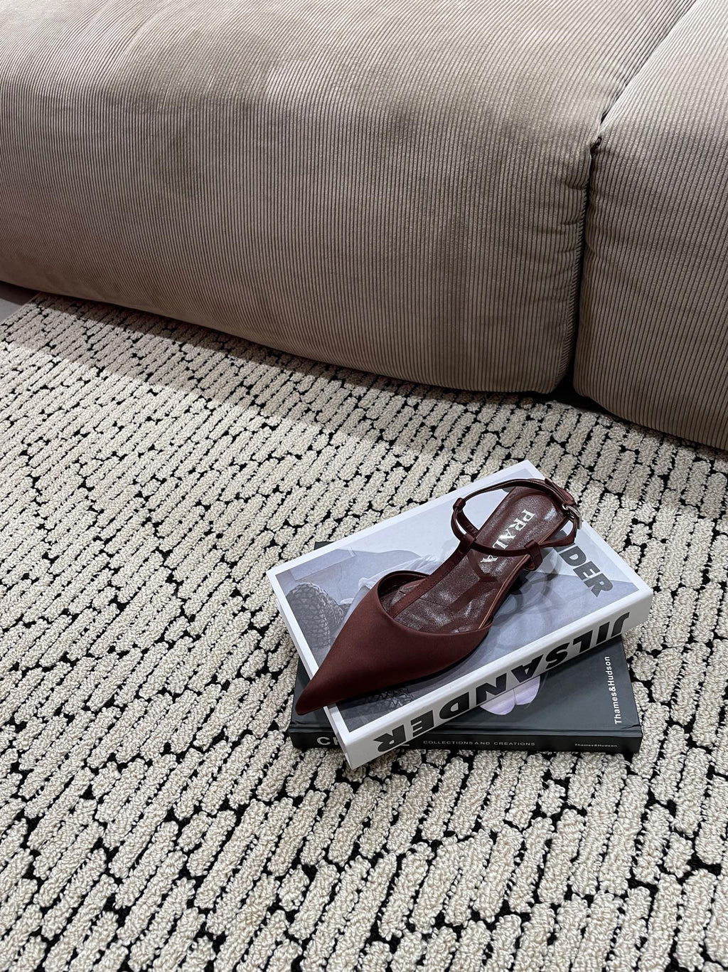 PRADA SATIN SLINGBACK PUMPS CHOCOLATE