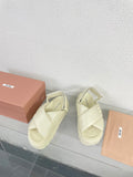 Thick-Soled Sandals Light Cream Leather