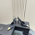 SL JEANNE SLINGBACK PUMPS BLACK SATIN
