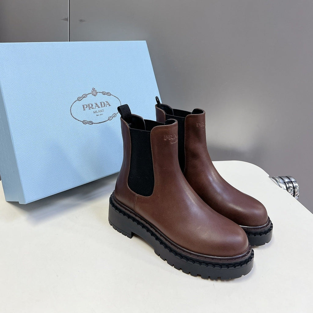 PRADA CHELSEA BOOTS CHOCOLATE CALFSKIN