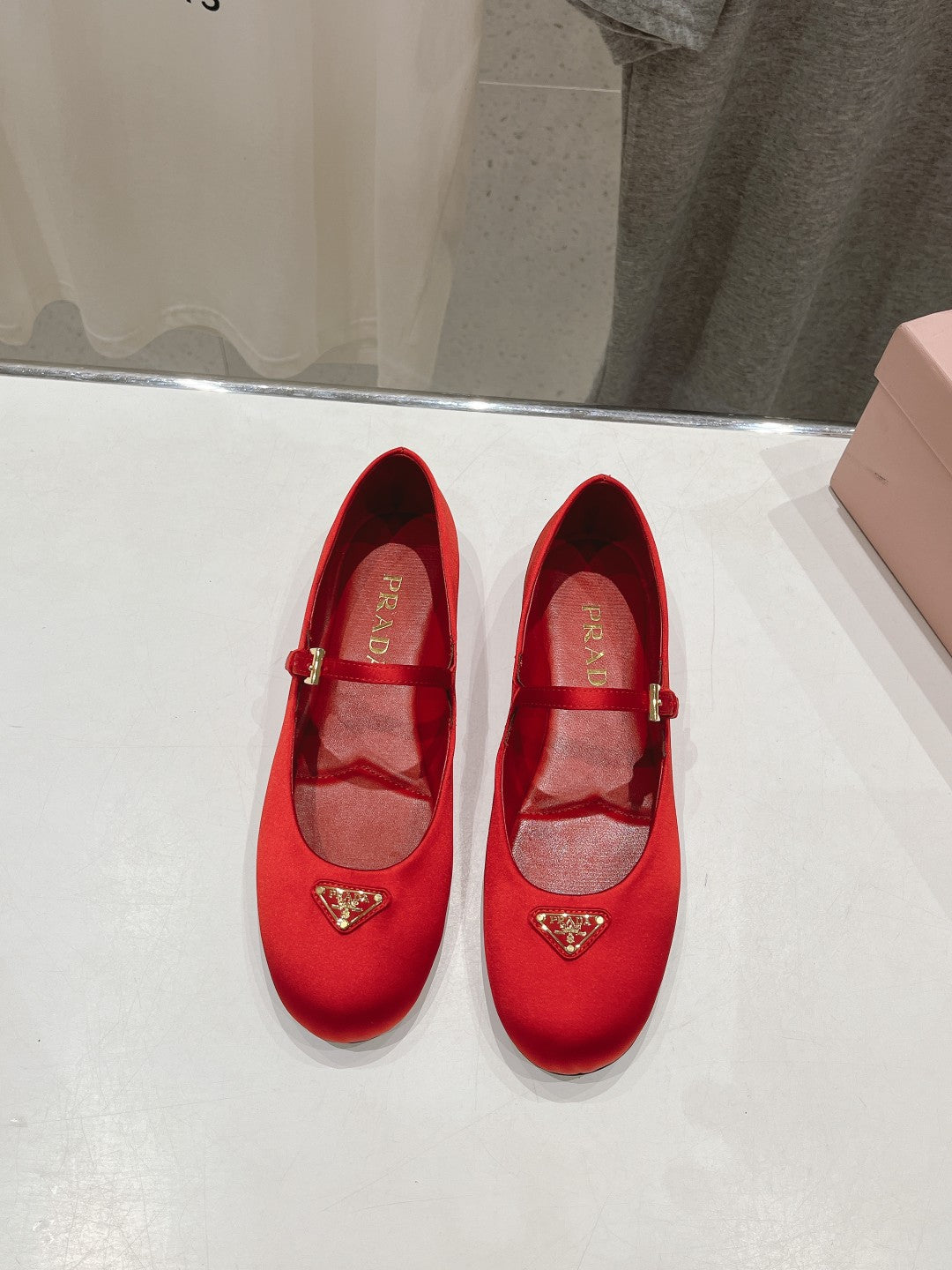 PRADA SATIN BALLERINAS CRIMSON